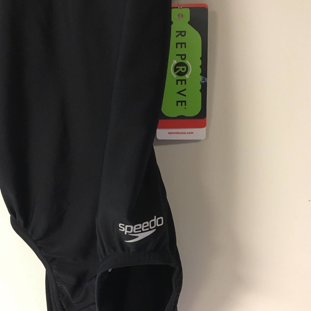 Speedo Women's Size 26 Solid Flyer One Piece Swimsuit, Black - Picture 4 of 6